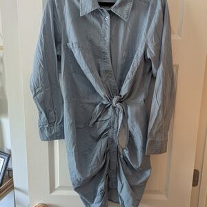 Blue Button-Up Shirt Dress